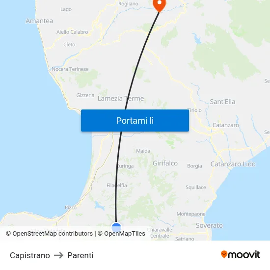 Capistrano to Parenti map