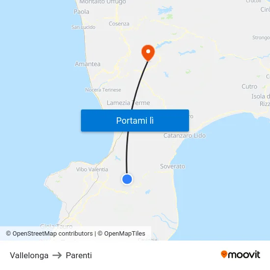 Vallelonga to Parenti map