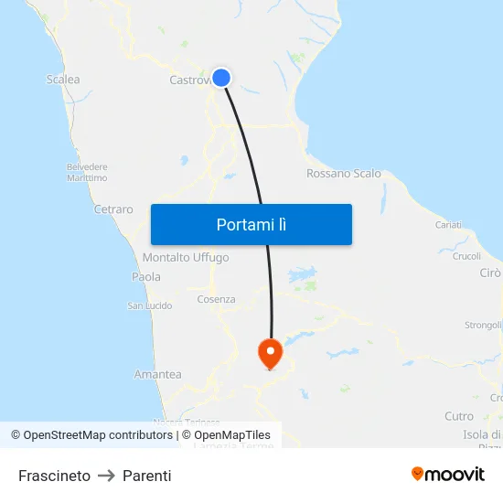 Frascineto to Parenti map