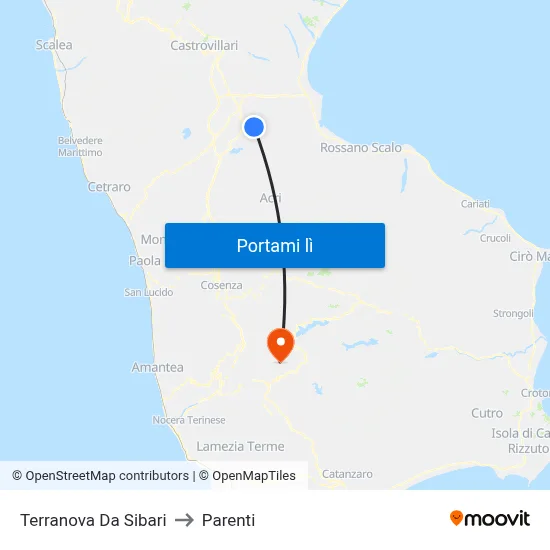 Terranova Da Sibari to Parenti map