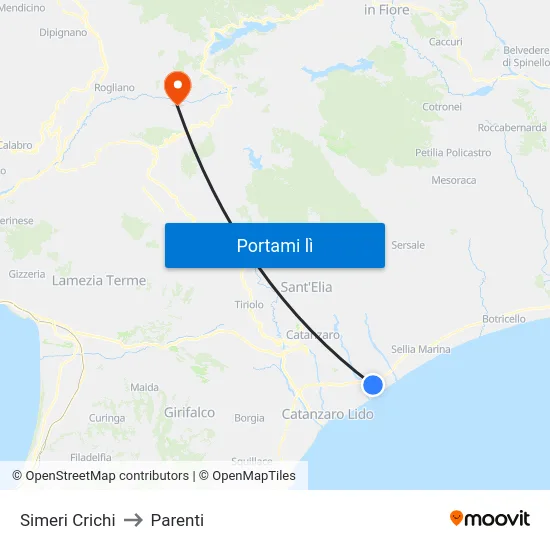 Simeri Crichi to Parenti map