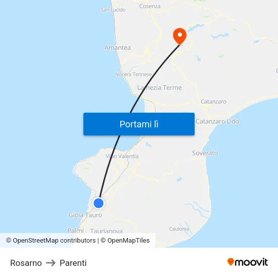Rosarno to Parenti map