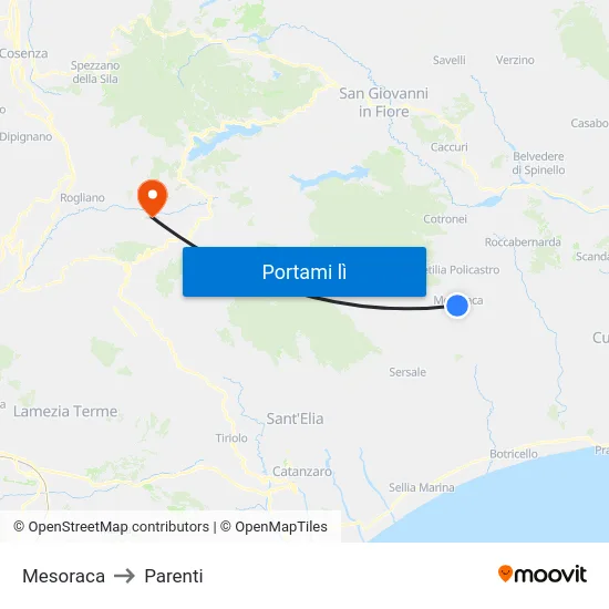 Mesoraca to Parenti map