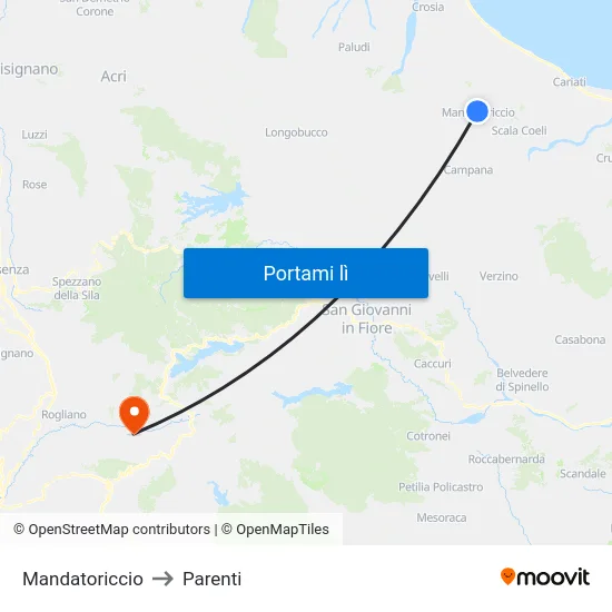 Mandatoriccio to Parenti map