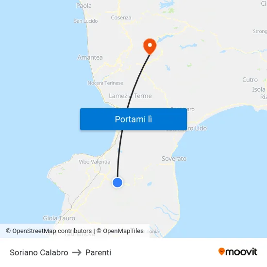 Soriano Calabro to Parenti map