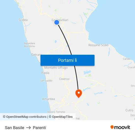 San Basile to Parenti map