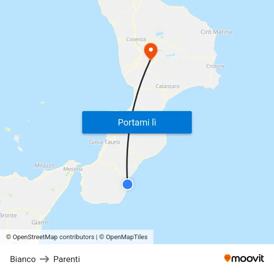 Bianco to Parenti map