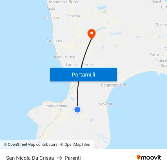 San Nicola Da Crissa to Parenti map