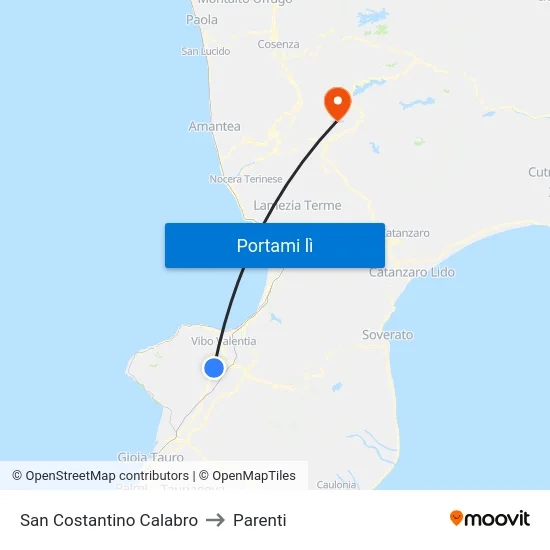 San Costantino Calabro to Parenti map