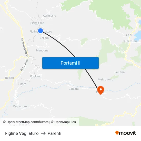 Figline Vegliaturo to Parenti map
