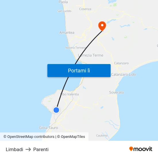 Limbadi to Parenti map