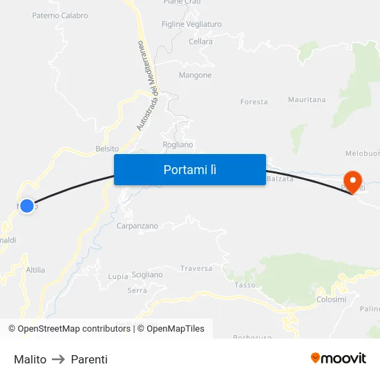 Malito to Parenti map