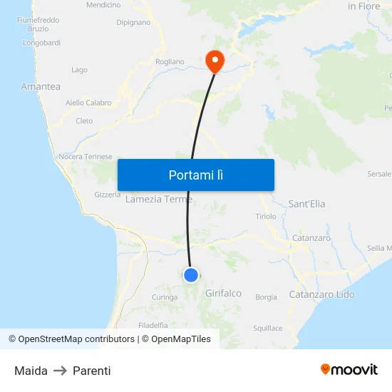 Maida to Parenti map