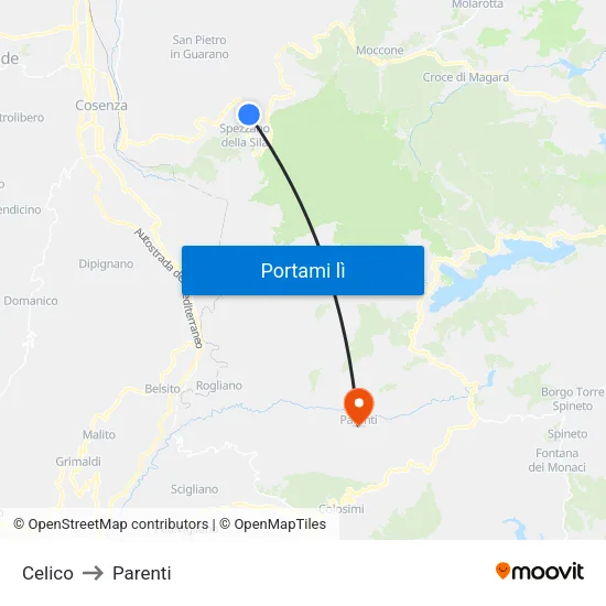 Celico to Parenti map