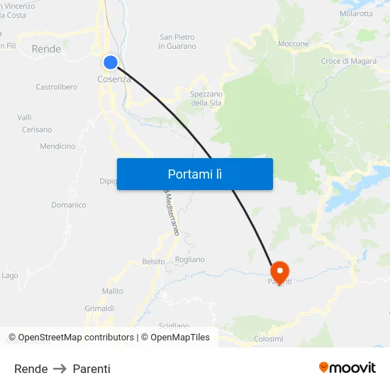 Rende to Parenti map