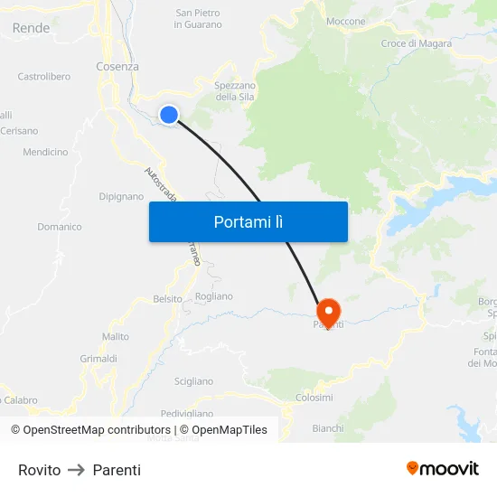 Rovito to Parenti map