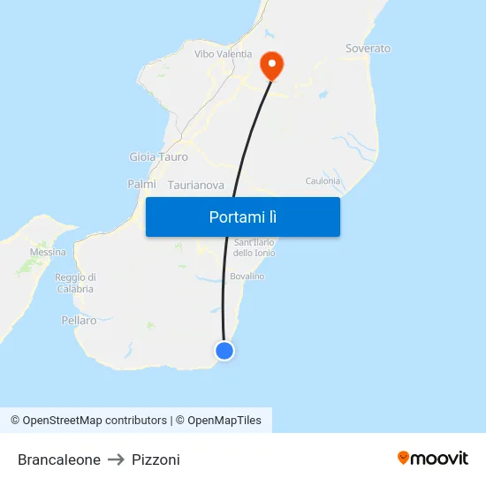 Brancaleone to Pizzoni map