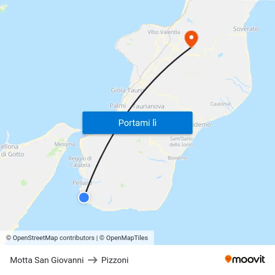 Motta San Giovanni to Pizzoni map