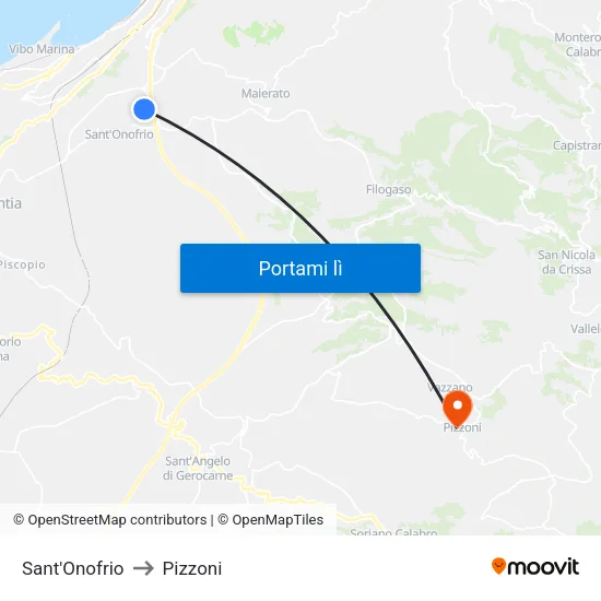 Sant'Onofrio to Pizzoni map