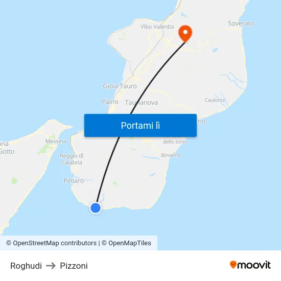 Roghudi to Pizzoni map