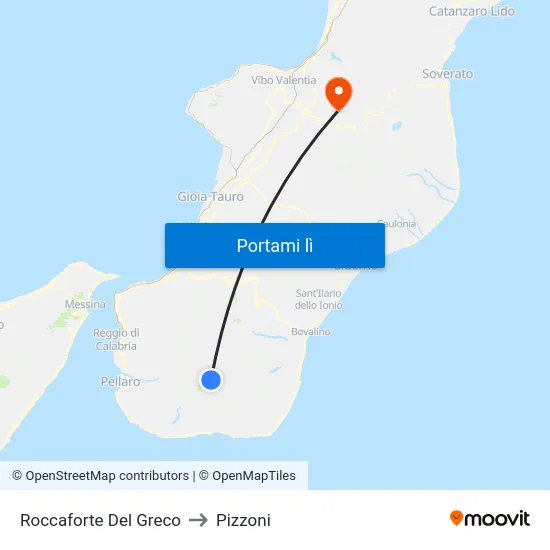 Roccaforte Del Greco to Pizzoni map