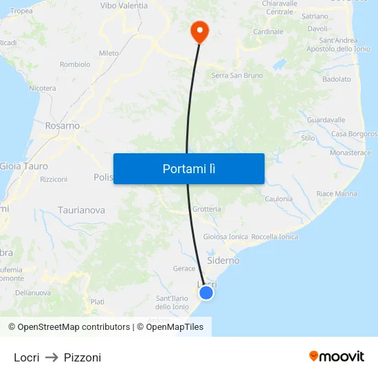 Locri to Pizzoni map