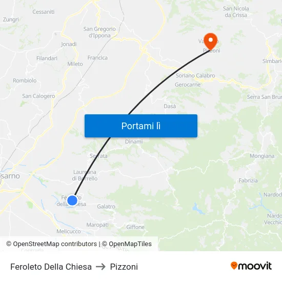 Feroleto Della Chiesa to Pizzoni map