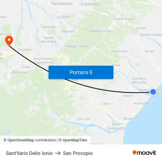 Sant'Ilario Dello Ionio to San Procopio map