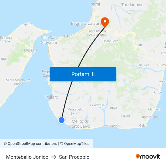 Montebello Jonico to San Procopio map