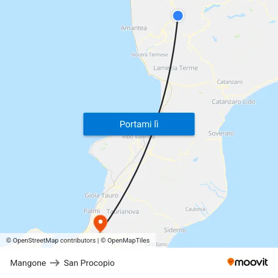 Mangone to San Procopio map