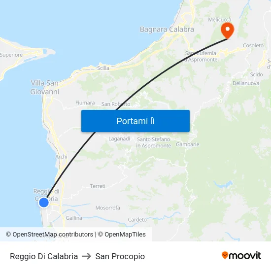 Reggio Di Calabria to San Procopio map