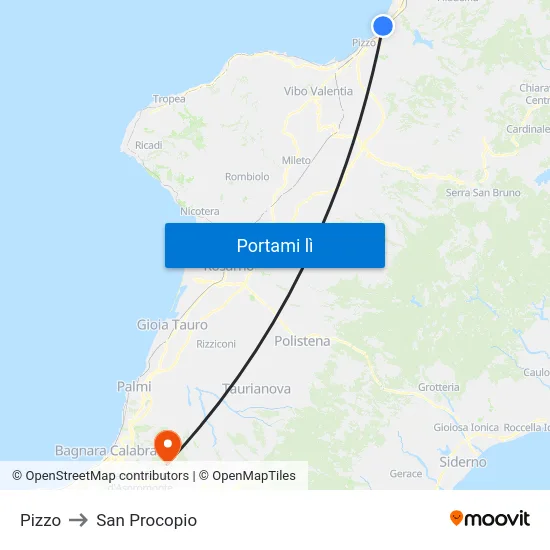 Pizzo to San Procopio map
