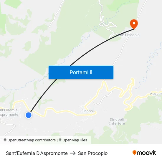 Sant'Eufemia D'Aspromonte to San Procopio map