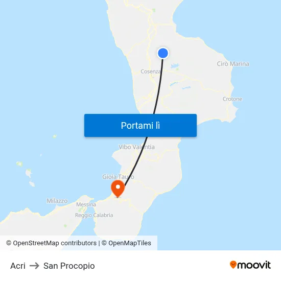 Acri to San Procopio map