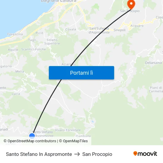 Santo Stefano In Aspromonte to San Procopio map