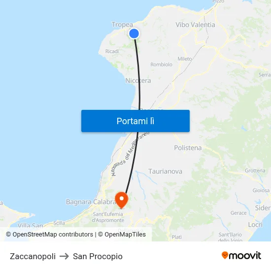Zaccanopoli to San Procopio map