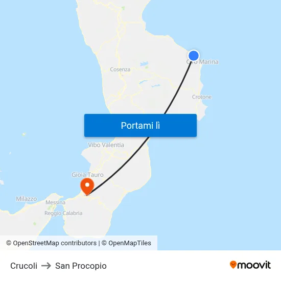 Crucoli to San Procopio map