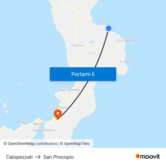 Calopezzati to San Procopio map