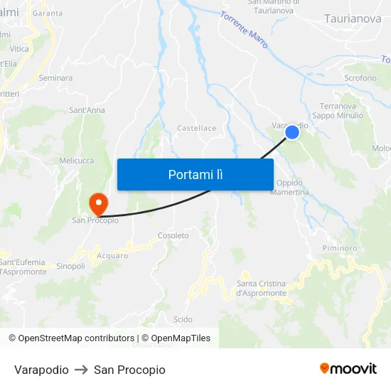 Varapodio to San Procopio map