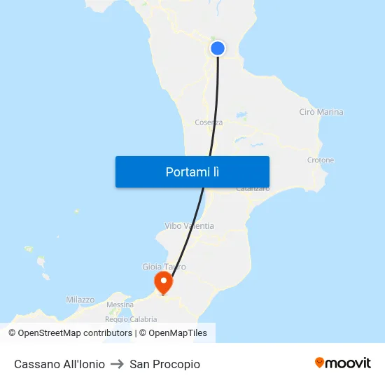 Cassano All'Ionio to San Procopio map