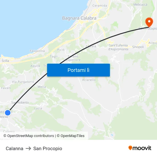 Calanna to San Procopio map