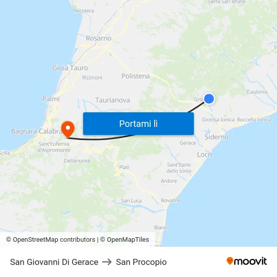 San Giovanni Di Gerace to San Procopio map