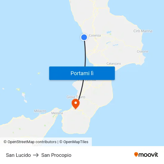 San Lucido to San Procopio map