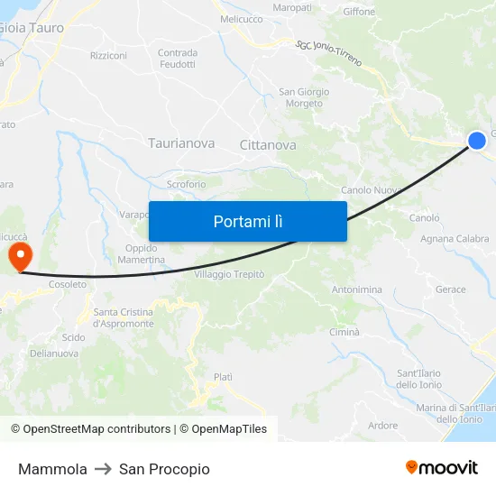 Mammola to San Procopio map