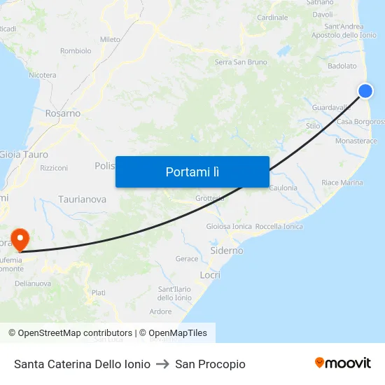 Santa Caterina Dello Ionio to San Procopio map