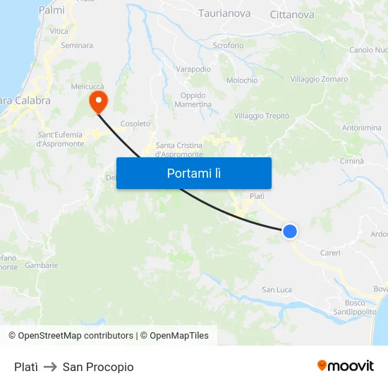 Platì to San Procopio map