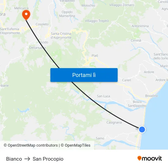 Bianco to San Procopio map