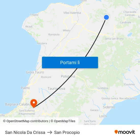 San Nicola Da Crissa to San Procopio map
