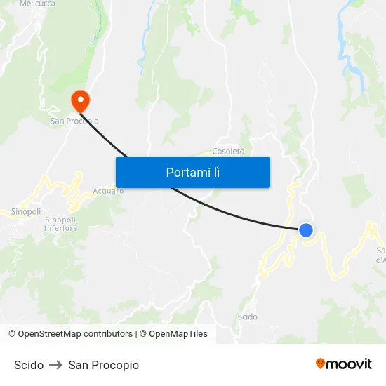 Scido to San Procopio map
