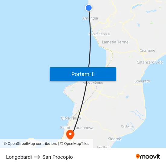 Longobardi to San Procopio map